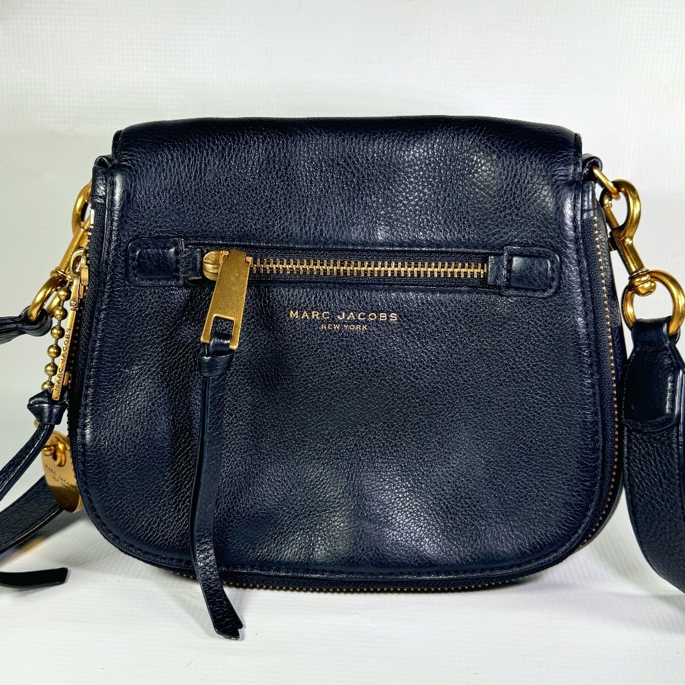 Marc Jacobs Black Pebbled Leather Saddle Bag
